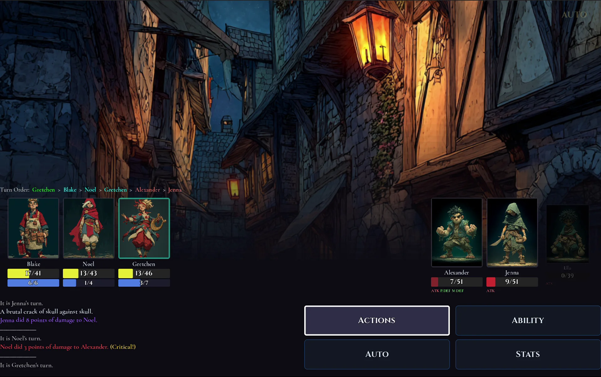 Battle action menu
